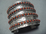 Colossal Signed Coral Snake Eyes Native American Zuni Sterling Silver Bracelet-Nativo Arts