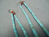 Dramatic Vintage Native American Navajo Turquoise Sterling Silver Earrings-Nativo Arts