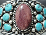 Astounding Native American Navajo Turquoise & Purple Spiny Oyster Sterling Silver Bracelet-Nativo Arts
