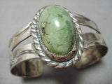 Early 1900's Vintage Native American Navajo Green Turquoise Sterling Silver Bracelet Old-Nativo Arts