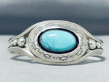 Astonishing Vintage Native American Navajo Blue Diamond Turquoise Sterling Silver Bracelet-Nativo Arts