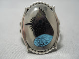 Important Blue Bird Zuni Turquoise Sterling Silver Native American Ring-Nativo Arts