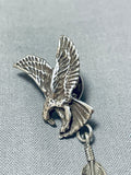 Marvelous Vintage Native American Navajo Sterling Silver Eagle Tie Pin-Nativo Arts