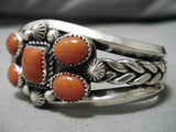 Important Jeanette Dale Navajo Coral Sterling Silver Native American Bracelet-Nativo Arts