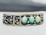 Rare Vintage Native American Navajo 3 Royston Turquoise Storyteller Sterling Silver Bracelet-Nativo Arts
