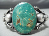 Early Huge Vintage Native American Navajo Cerrillos Turquoise Coiled Sterling Silver Bracelet-Nativo Arts