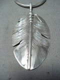 Impressive Native American Navajo Sterling Silver Feather Necklace-Nativo Arts