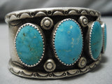 Incredible Vintage Native American Navajo Carico Lake Turquoise Sterling Silver Bracelet Old-Nativo Arts