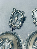 One Of The Most Intricate Native American Navajo Sterling Silver Concho Earrings-Nativo Arts