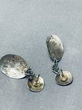 Incredible Vintage Native American Navajo Coarl Sterling Silver Earrings-Nativo Arts