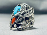 Magnificent Vintage Native American Hopi Sleeping Beauty Turquoise Sterling Silver Ring Signed-Nativo Arts