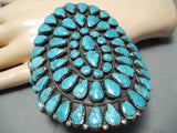 One Of The Biggest Best Vintage Native American Navajo Turquoise Sterling Silver Bracelet-Nativo Arts