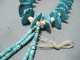 Outstanding Vintage Native American Navajo Old Kingman Turquoise Necklace With Jacla-Nativo Arts