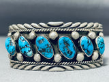 Jimmy Shay Vintage Native American Navajo Turquoise Sterling Silver Wave Bracelet-Nativo Arts