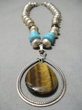 Native American Important Francisco Gomez Vintage Sterling Silver Turquoise Necklace-Nativo Arts