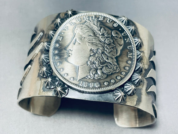 Fascinating San Felipe Sterling Silver Dollar Gigantic Jake Francosa Bracelet-Nativo Arts