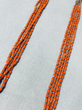 One Of The Most Beautiful Native American Navajo Tubed Coral Sterling Silver Heishi Necklace-Nativo Arts