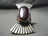 Huge Heavy Towering Native American Navajo Purple Shell Sterling Silver Ring-Nativo Arts