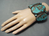 One Of The Best Ever Vintage Native American Navajo #8 Turquoise Sterling Silver Bracelet-Nativo Arts