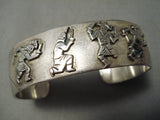 Ceremonial Dancing Kachina Vintage Native American Hopi Sterling Silver Bracelet-Nativo Arts