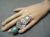 Impressive San Felipe Native American 8 Turquoise Sterling Silver Ring-Nativo Arts