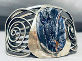Very Unique Hand Carved Owl Lolite Sterling Silver Signed Bracelet-Nativo Arts