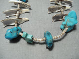 Interesting Vintage Native American Zuni Turquoise Fetish Sterling Silver Necklace Old-Nativo Arts