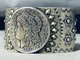 Massive Coin Signed San Felipe Sterling Silver Dollar Bracelet-Nativo Arts