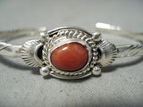 Ange Miller Beautiful Navajo Coral Sterling Silver Bracelet Native American-Nativo Arts