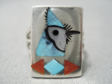 Striking Blue Jay Turquoise Zuni Native American Sterling Silver Ring-Nativo Arts