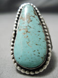 Quality Vintage Native American Navajo Tear Of Joy Sterling Silver Turquoise Ring-Nativo Arts