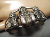 Detailed!! Vintage Native American Navajo Storyteller Sterling Silver Bracelet-Nativo Arts