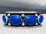 Native American Very Rare Domed Midnight Sky Lapis Sterling Silver Bracelet-Nativo Arts