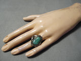 Magnificent Vintage Native American Navajo Turquoise Sterling Silver Ring Old-Nativo Arts