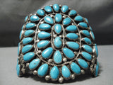 Colossal Vintage Native American Navajo Tears Of Joy Turquoise Sterling Silver Bracelet Old-Nativo Arts