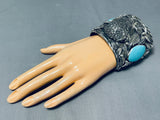 Strong Buffalo 241 Grams Native American Turquoise Sterling Silver Bracelet-Nativo Arts