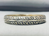 One Of The Most Detailed Vintage Native American Navajo Sterling Silver Bracelet-Nativo Arts