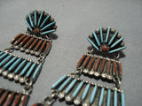 Rare Vintage Zuni Native American Jean Lasilew Sterling Silver Earrings-Nativo Arts