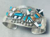 Rare Vintage Native American Zuni Turquoise Kachina Sterling Silver Bracelet-Nativo Arts