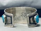 Tommy Long Vintage Native American Navajo Chunky Turquoise Sterling Silver Bracelet Old-Nativo Arts