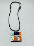 Native American Authentic Santo Domingo Turquoise Coral Onyx Sterling Silver Necklace-Nativo Arts