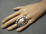 Important Vintage Native American Navajo Derrick Gordan Agate Sterling Silver Ring-Nativo Arts