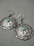 Exquisite Vintage Native American Navajo Sleeping Beauty Turquoise Sterling Silver Earrings-Nativo Arts