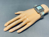 Best Larry Kay Vintage Native American Navajo Squared Turquoise Sterling Silver Bracelet-Nativo Arts