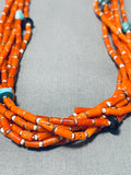 One Of The Best Older Vintage Santo Domingo Coral Turquoise Necklace-Nativo Arts