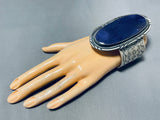 175 Gram One Of Best Vintage Native American Navajo Lapis Sterling Silver Bracelet-Nativo Arts