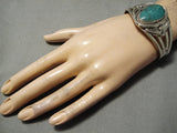 Superior Etsitty Vintage Native American Navajo Sterling Silver Green Turquoise Bracelet-Nativo Arts