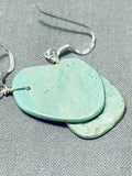 Amazing Native American Navajo Turquoise Slab Sterling Silver Earrings-Nativo Arts