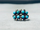 Super Old Vintage Native American Navajo 8 Turquoise Sterling Silver Ring-Nativo Arts