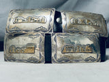 Native American Huge Detailed Vintage Gold Sterling Silver Signed Hand Tooled Concho Belt-Nativo Arts